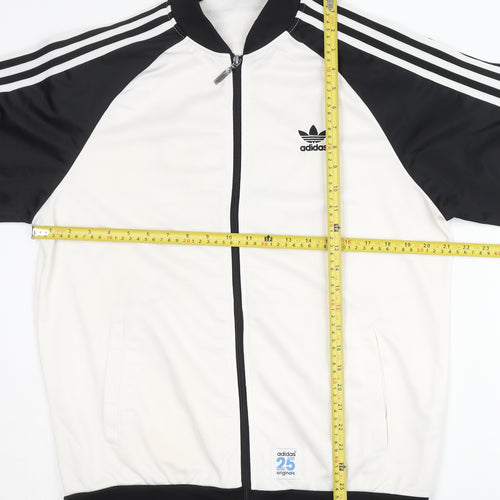Adidas Men's White Track Jacket L Colourblock Full Zip Sports