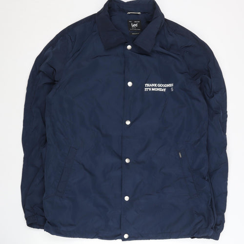 Lee Unisex Blue XL Regular Fit Basic Jacket with Logo