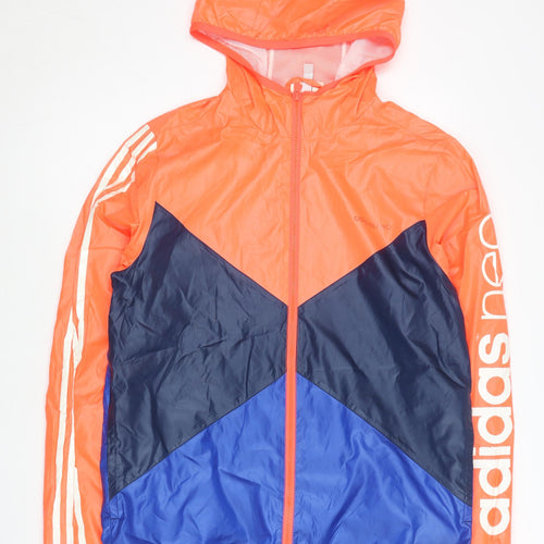 adidas Neo Men's Orange Blue L Colourblock Windbreaker Jacket