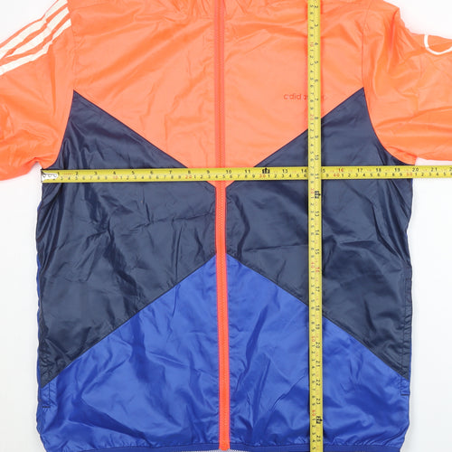 adidas Neo Men's Orange Blue L Colourblock Windbreaker Jacket
