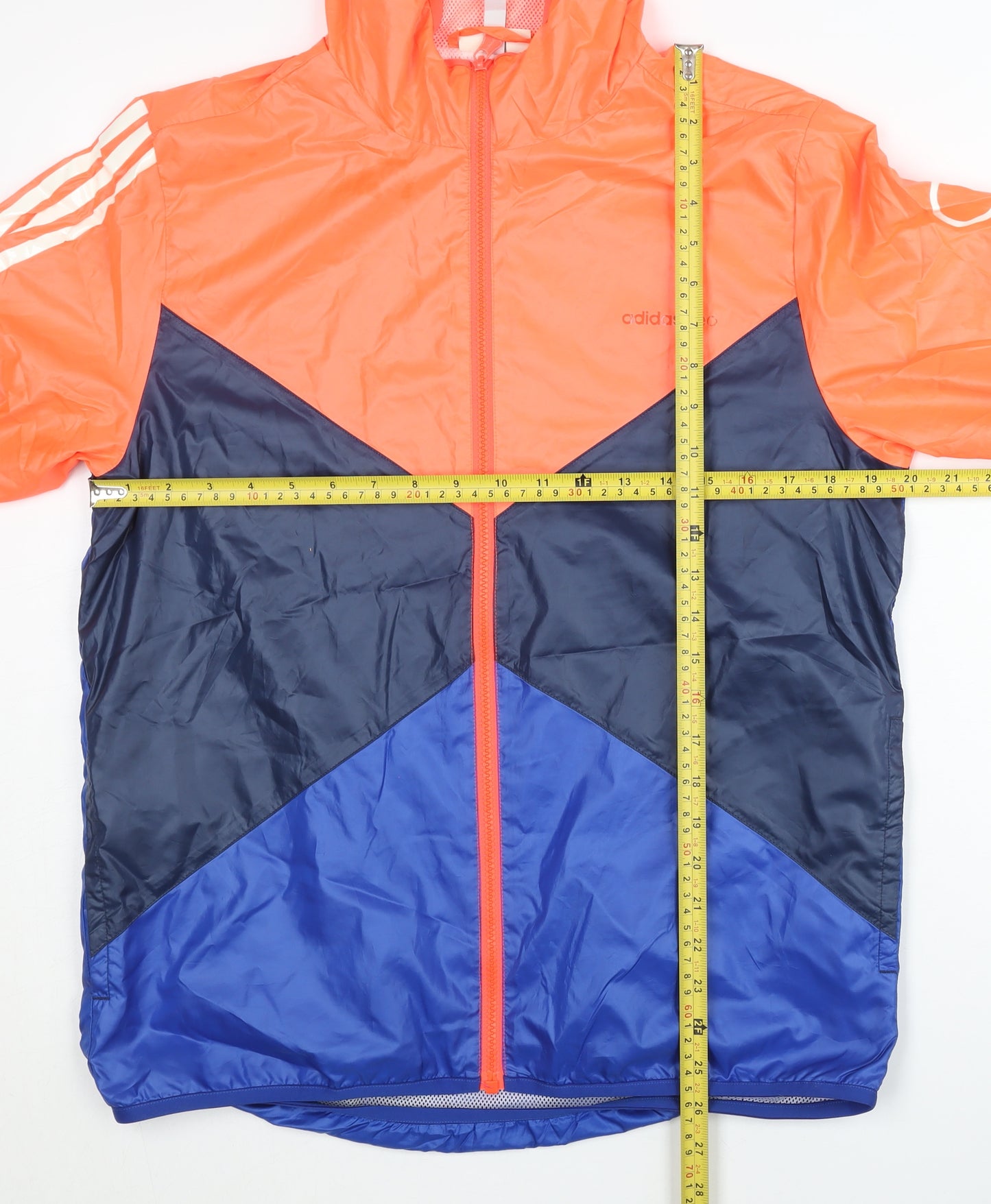 adidas Neo Men's Orange Blue L Colourblock Windbreaker Jacket