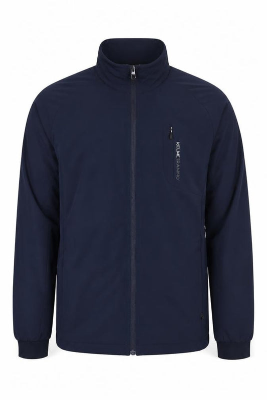 Front view of Kelme Men's Blue S Track Jacket Full Zip Stand-Up Collar 95cm Chest