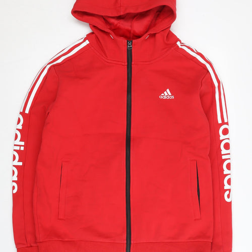 Adidas Men’s Red Full Zip Hoodie M Regular Fit Sportswear