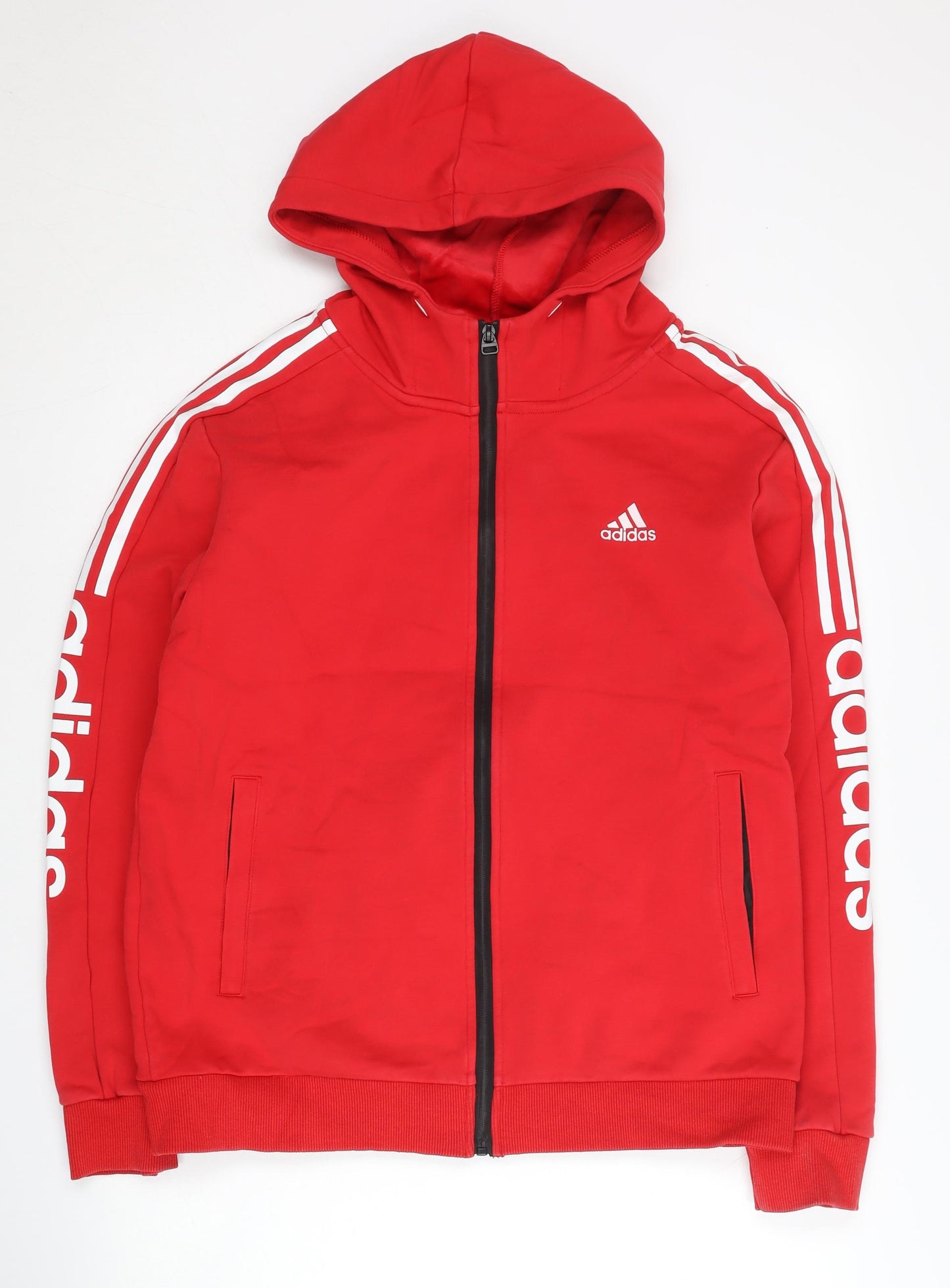 Adidas Men’s Red Full Zip Hoodie M Regular Fit Sportswear
