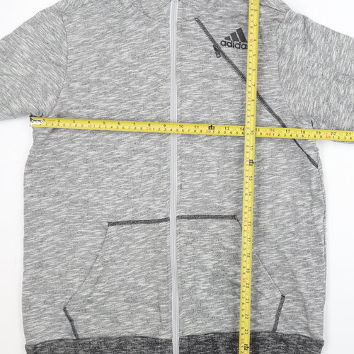 Adidas Men's Grey Full Zip Hoodie L Regular Fit Sports Knit