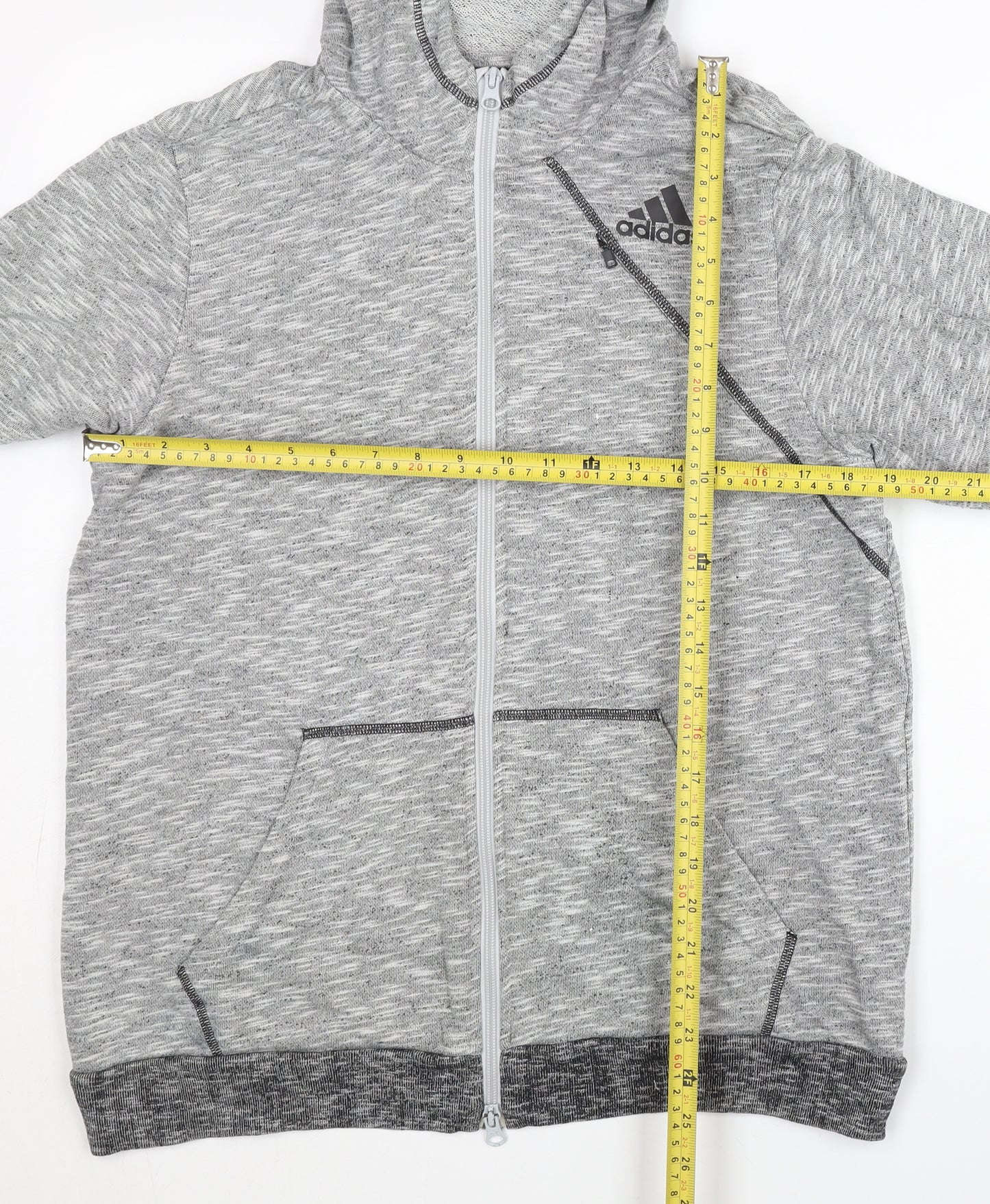 Adidas Men's Grey Full Zip Hoodie L Regular Fit Sports Knit