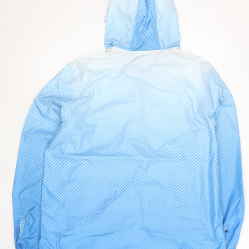 Adidas Neo Men's Blue Check Windbreaker Jacket L Lightweight Hooded