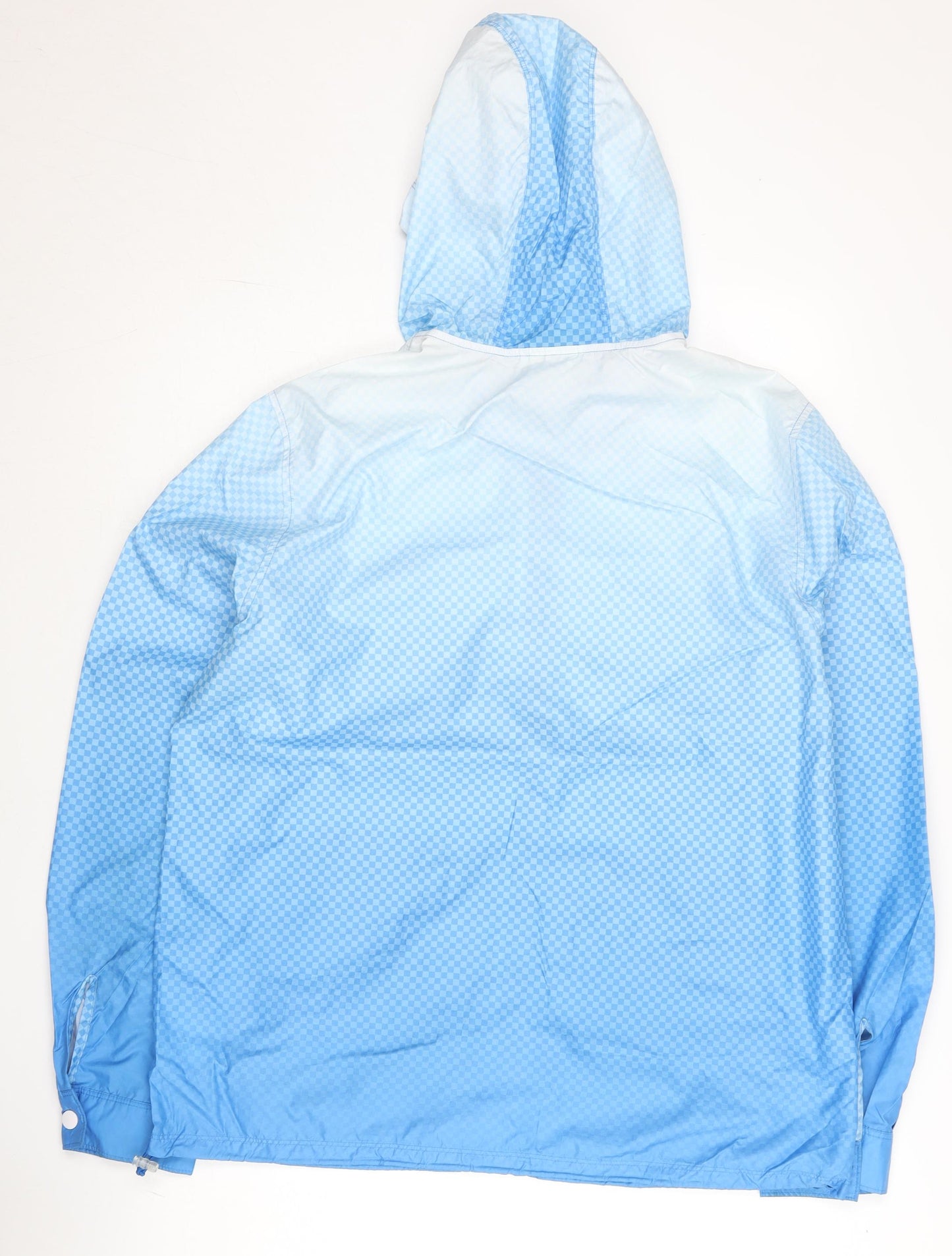 Adidas Neo Men's Blue Check Windbreaker Jacket L Lightweight Hooded