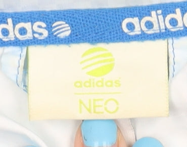 Adidas Neo Men's Blue Check Windbreaker Jacket L Lightweight Hooded