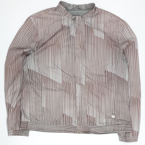Calvin Klein Men’s Brown Striped L Windbreaker Jacket Polyester
