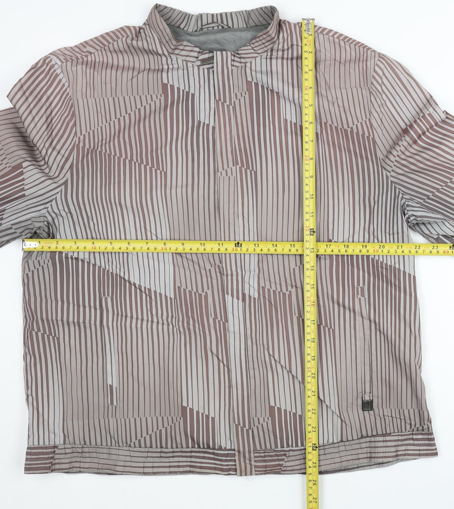 Calvin Klein Men’s Brown Striped L Windbreaker Jacket Polyester