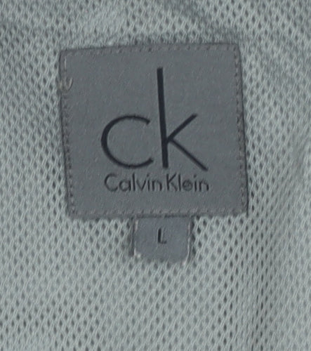 Calvin Klein Men’s Brown Striped L Windbreaker Jacket Polyester