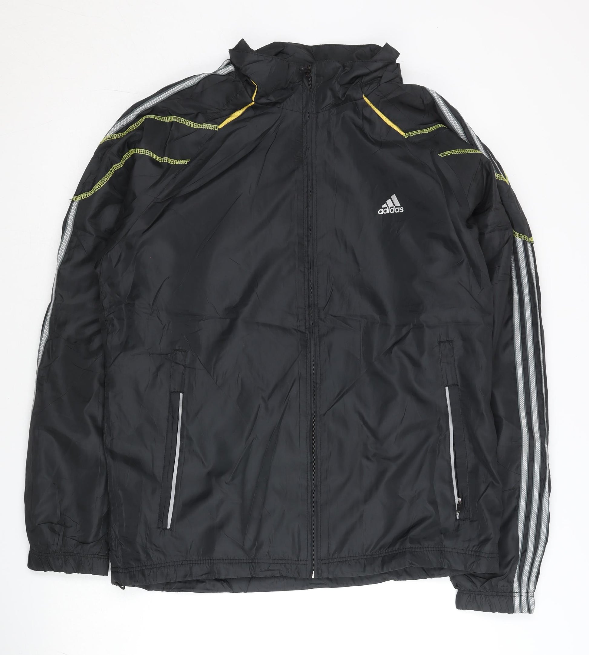 Adidas Men's Black M Windbreaker Jacket Lightweight Hooded Sports