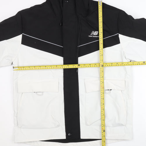 New Balance Men's Black & White Hooded Parka Jacket M Polyester