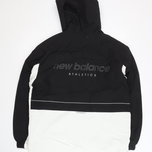 New Balance Men's Black & White Hooded Parka Jacket M Polyester