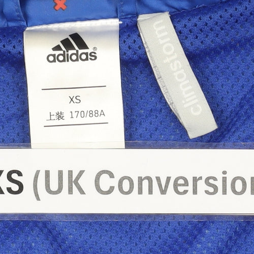 Adidas Men’s Blue XS Windbreaker Jacket Hooded Polka Dot Sports Coat