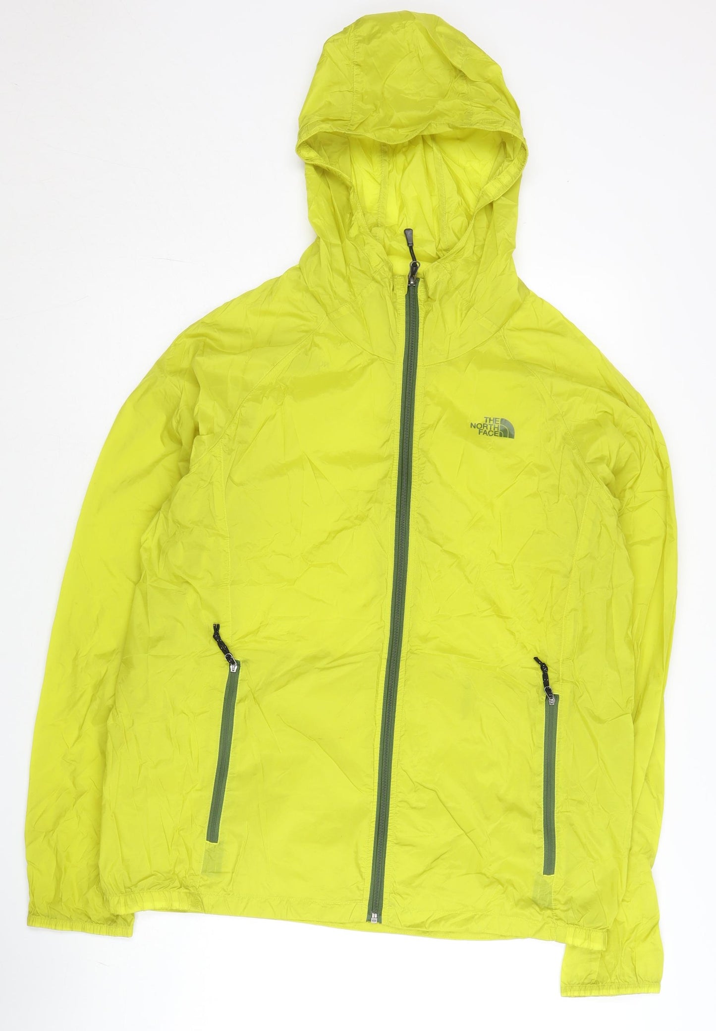 The North Face Men's Yellow L Windbreaker Jacket Hooded Lightweight
