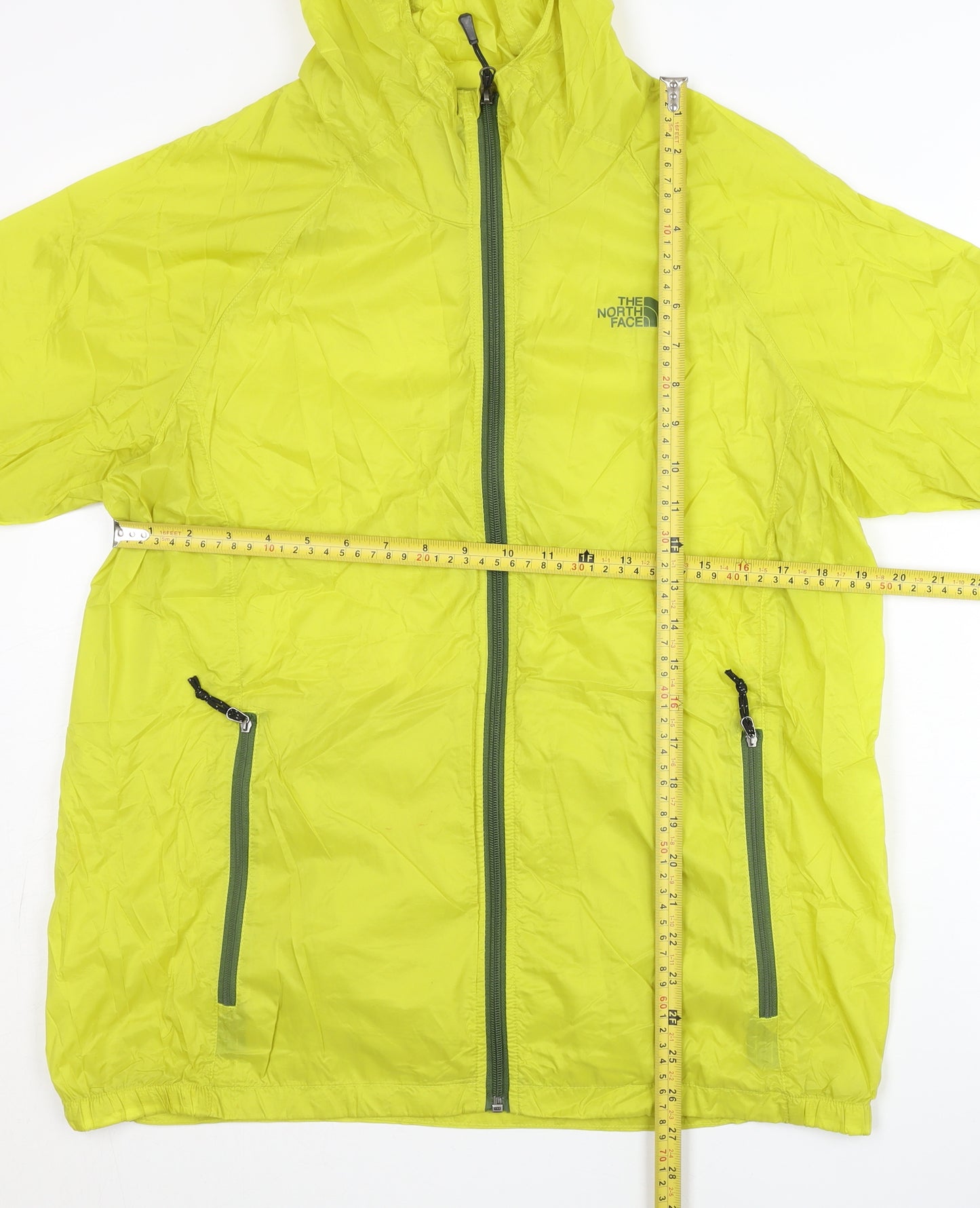 The North Face Men's Yellow L Windbreaker Jacket Hooded Lightweight