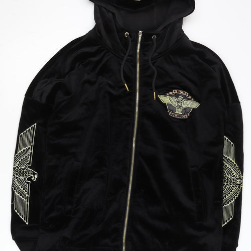 Boy London Men’s Black Velvet Full Zip Embroidered Hoodie M