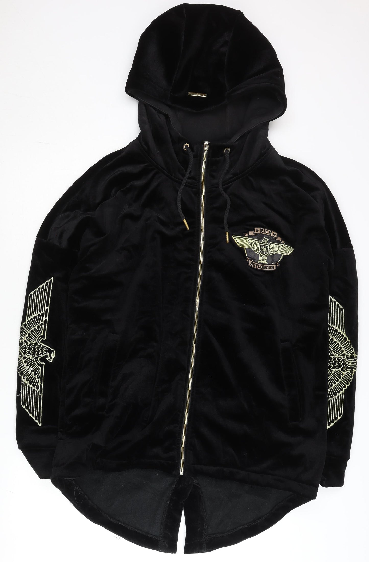 Boy London Men’s Black Velvet Full Zip Embroidered Hoodie M