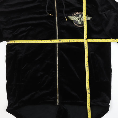 Boy London Men’s Black Velvet Full Zip Embroidered Hoodie M