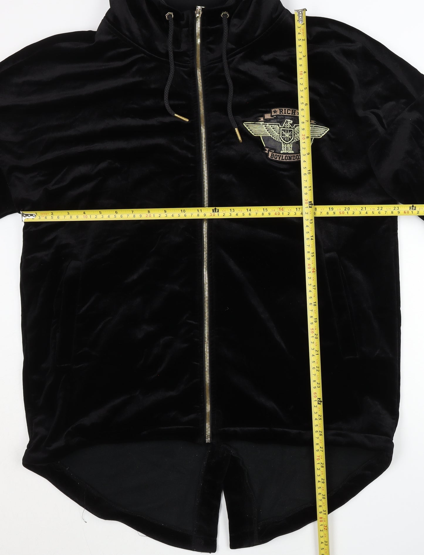 Boy London Men’s Black Velvet Full Zip Embroidered Hoodie M