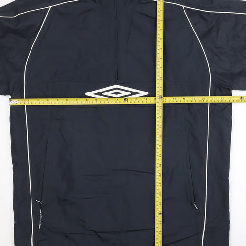 Umbro Men's Blue L Windbreaker Jacket Hooded 1/2 Zip Sportswear