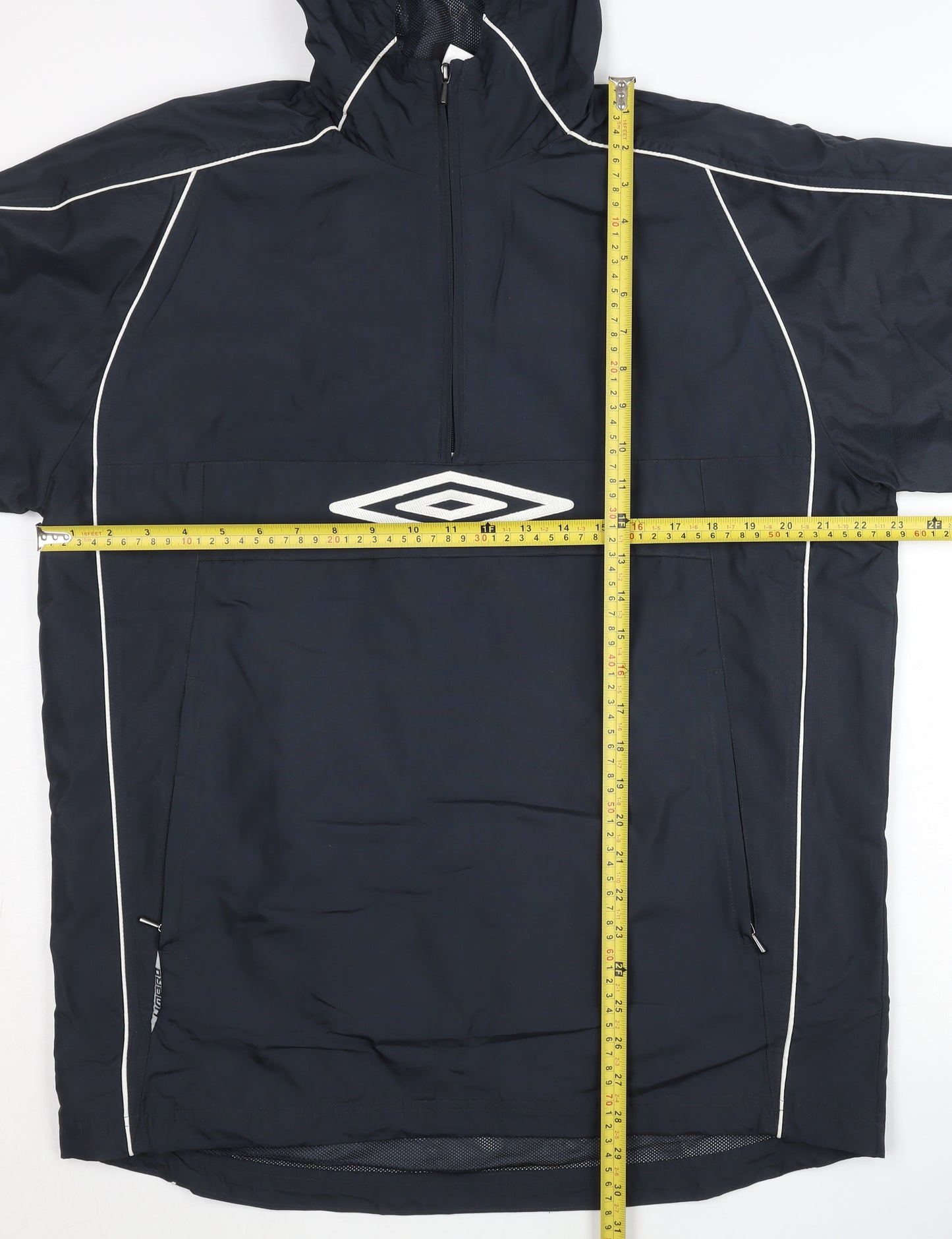 Umbro Men's Blue L Windbreaker Jacket Hooded 1/2 Zip Sportswear
