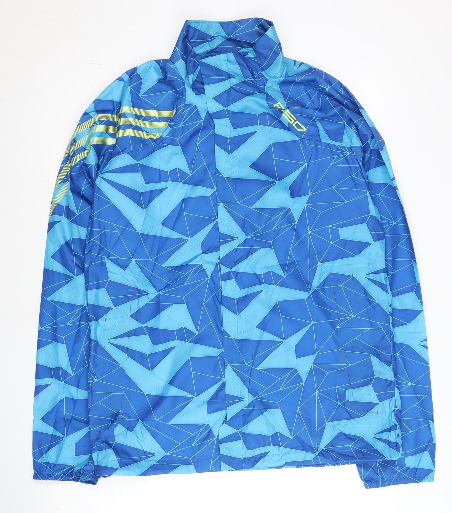 Adidas Men's Blue Geometric Windbreaker Jacket M Regular Fit