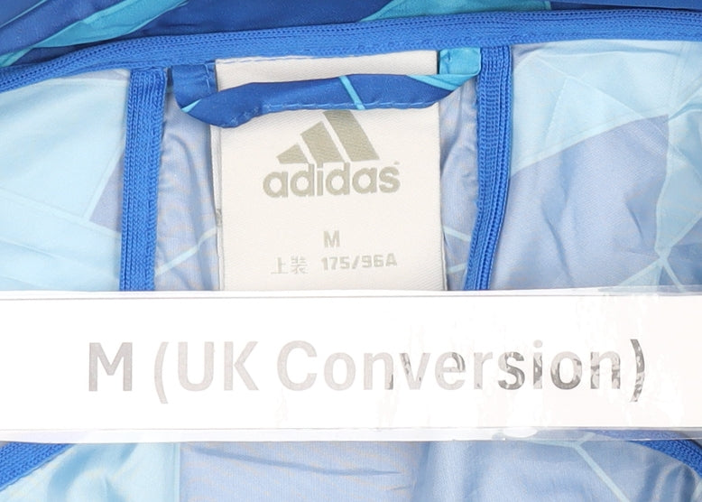 Adidas Men's Blue Geometric Windbreaker Jacket M Regular Fit