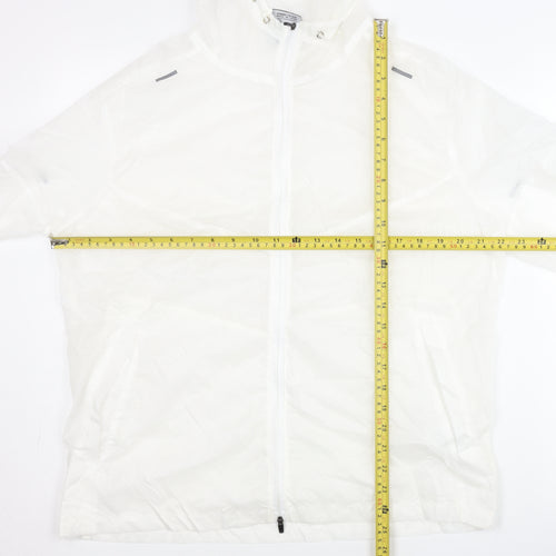 Nike Men's White M Windbreaker Jacket Hooded Lightweight Polyester