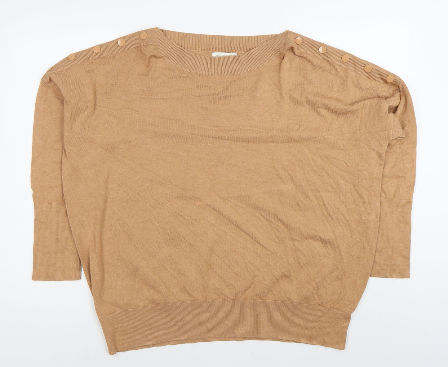 Monsoon Women’s Brown XL Boat Neck 3/4 Sleeve Pullover Jumper