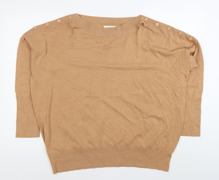 Monsoon Women’s Brown XL Boat Neck 3/4 Sleeve Pullover Jumper