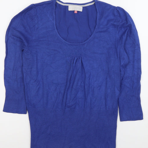 John Lewis Women Blue Size 10 Scoop Neck 3/4 Sleeve Jumper