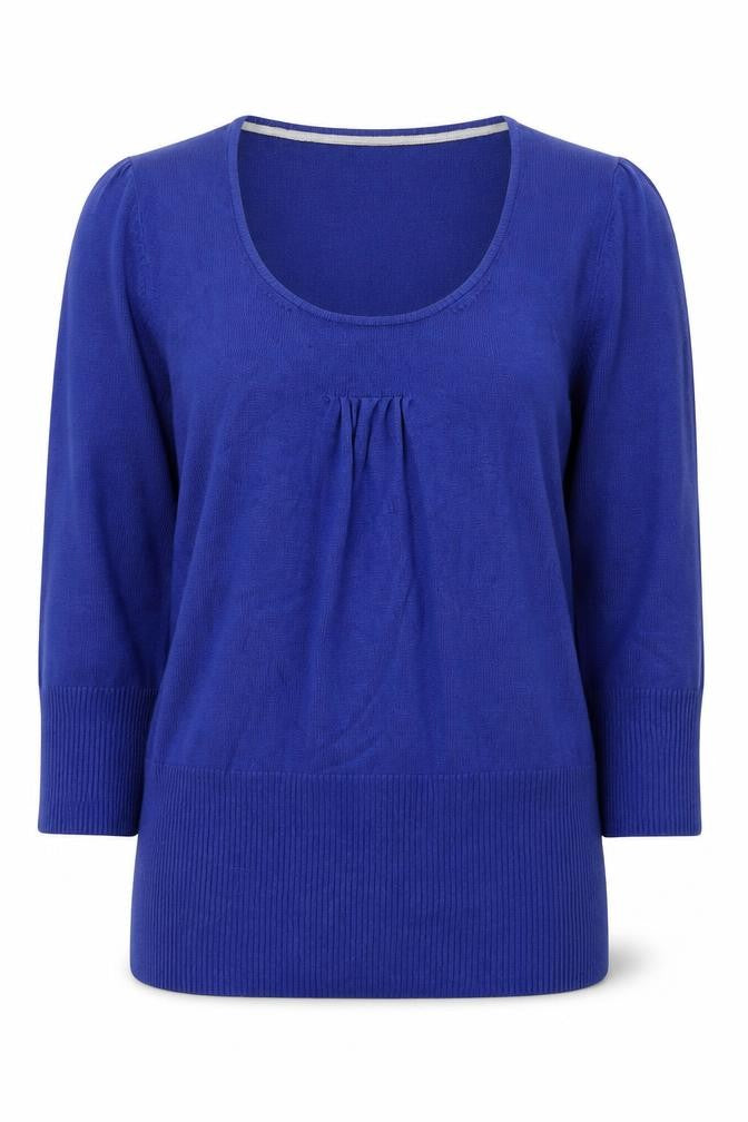 John Lewis Women Blue Size 10 Scoop Neck 3/4 Sleeve Jumper