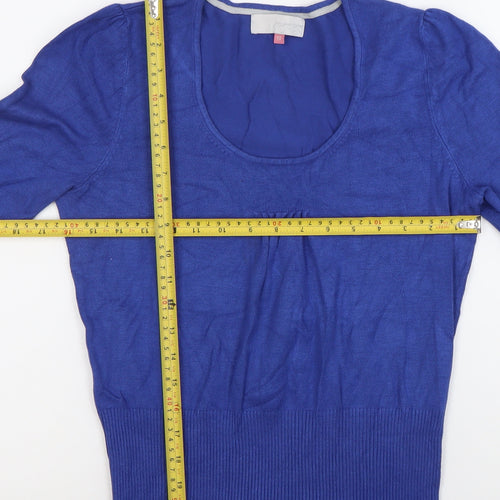John Lewis Women Blue Size 10 Scoop Neck 3/4 Sleeve Jumper