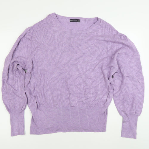 Marks and Spencer Women’s Purple XL Puff Sleeve Crew Neck Jumper