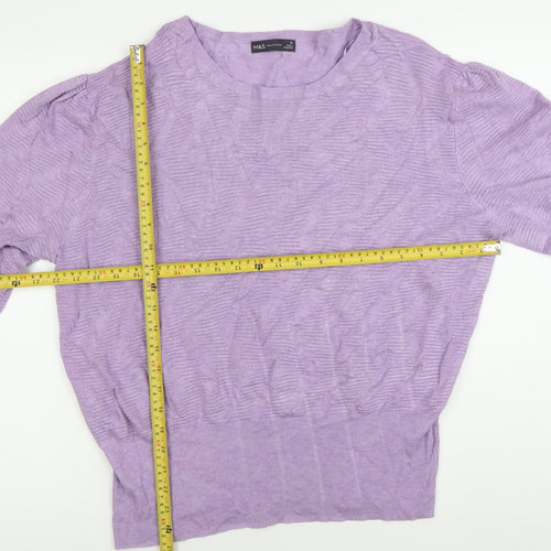 Marks and Spencer Women’s Purple XL Puff Sleeve Crew Neck Jumper