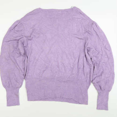 Marks and Spencer Women’s Purple XL Puff Sleeve Crew Neck Jumper