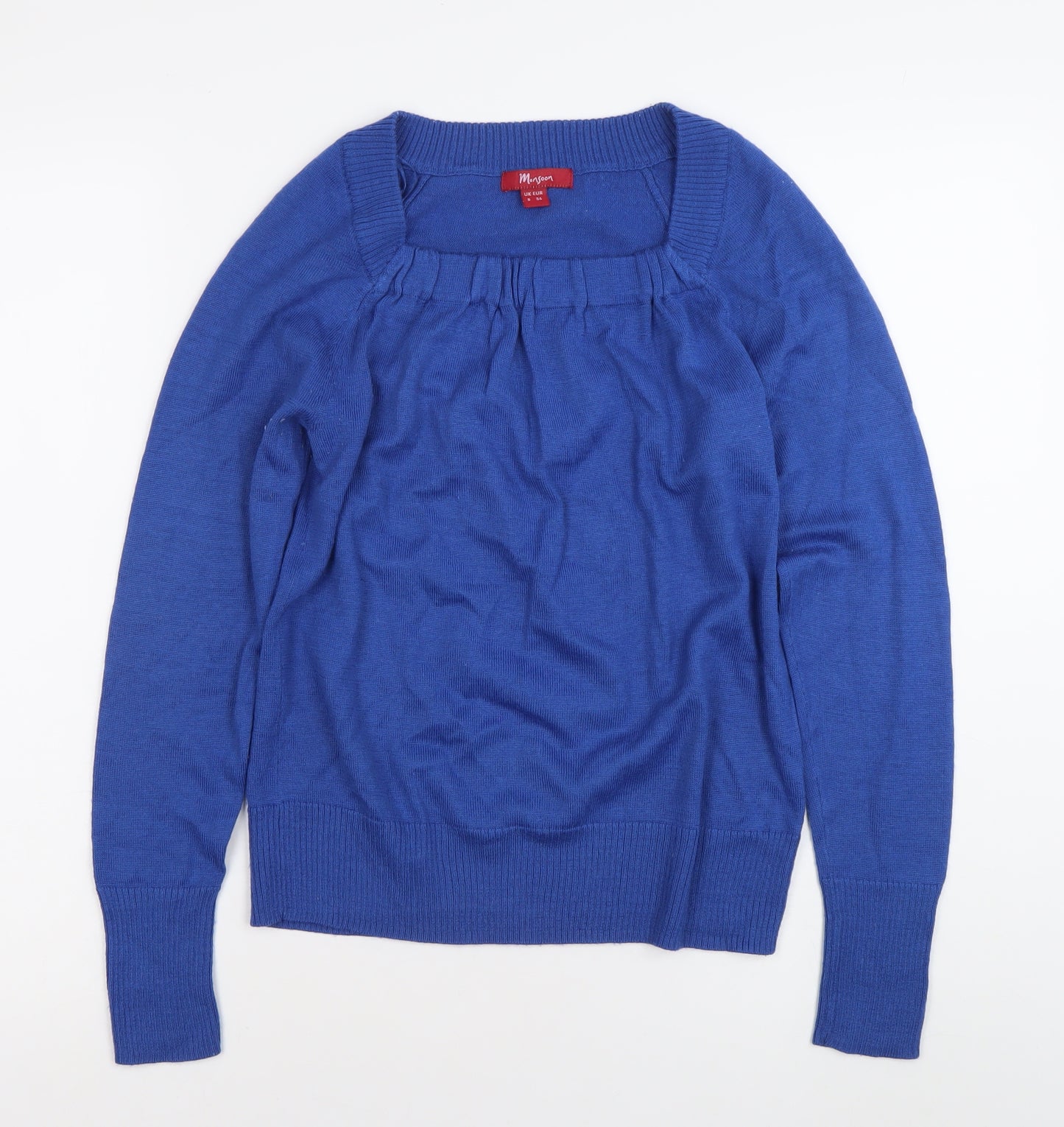 Monsoon Women's Blue Size 8 Pullover Square Neck Jumper