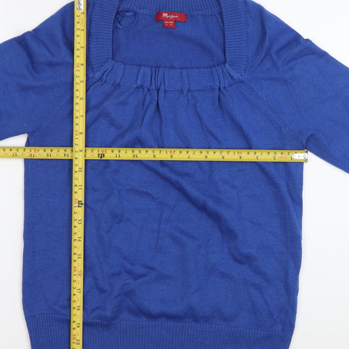 Monsoon Women's Blue Size 8 Pullover Square Neck Jumper