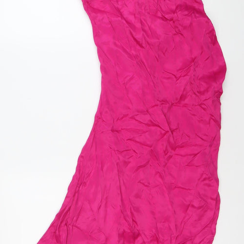 Oasis Women’s Pink Hi-Low Satin Slip Dress Size 12 V-Neck Party