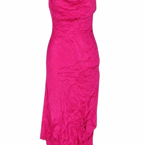 Oasis Women’s Pink Hi-Low Satin Slip Dress Size 12 V-Neck Party