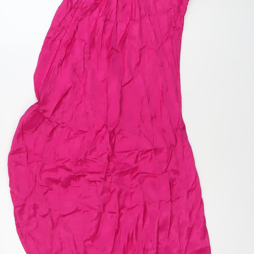 Oasis Women’s Pink Hi-Low Satin Slip Dress Size 12 V-Neck Party