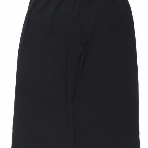 Marks and Spencer Womens Black Size 16 Wide-Leg Trousers Elastic Waist