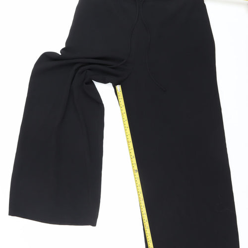 Marks and Spencer Womens Black Size 16 Wide-Leg Trousers Elastic Waist