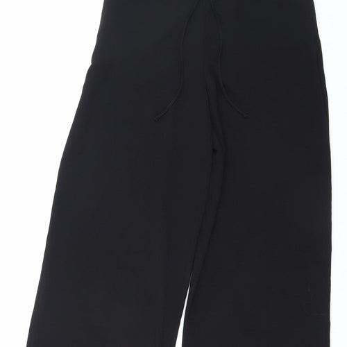 Marks and Spencer Womens Black Size 16 Wide-Leg Trousers Elastic Waist