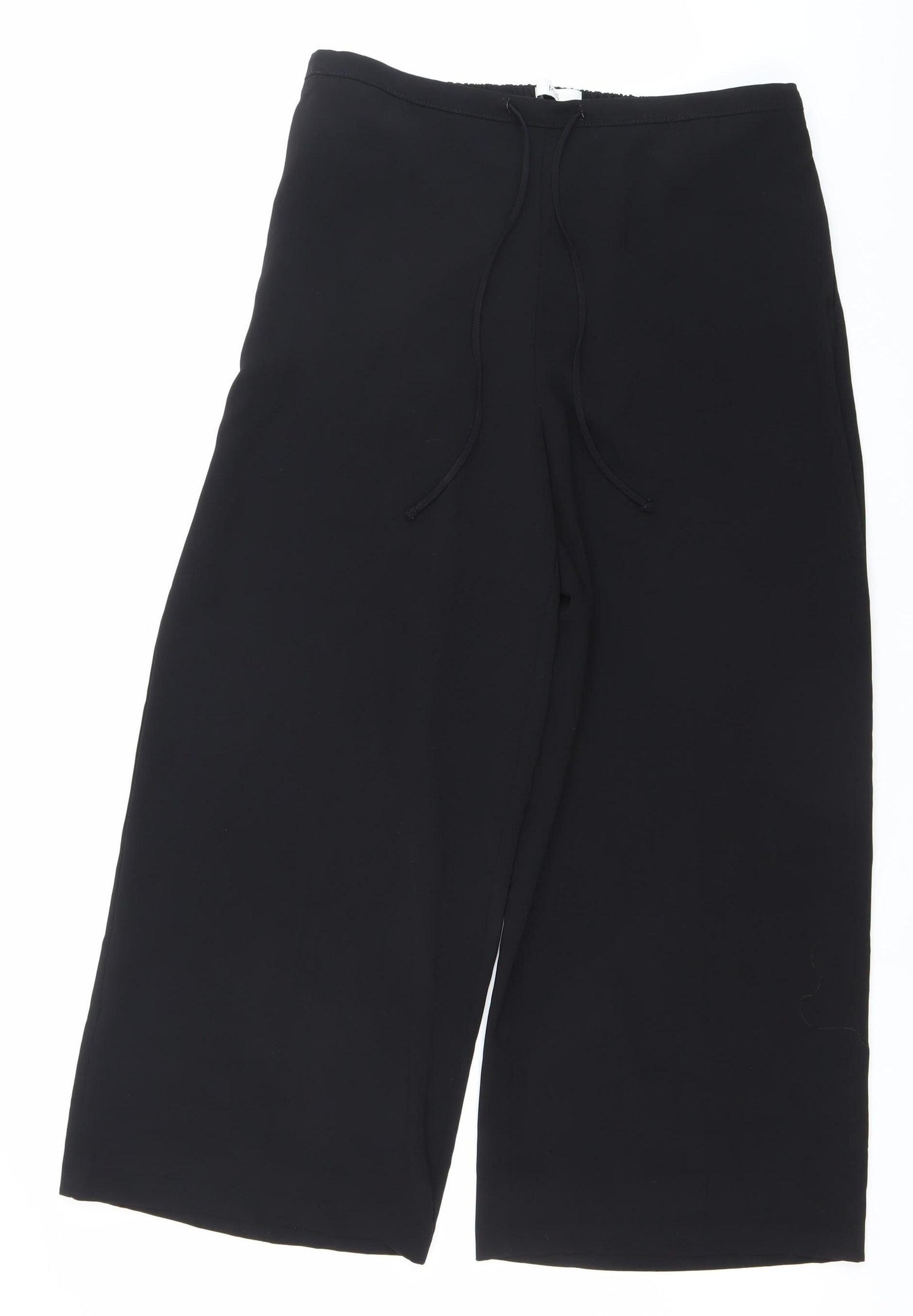 Marks and Spencer Womens Black Size 16 Wide-Leg Trousers Elastic Waist