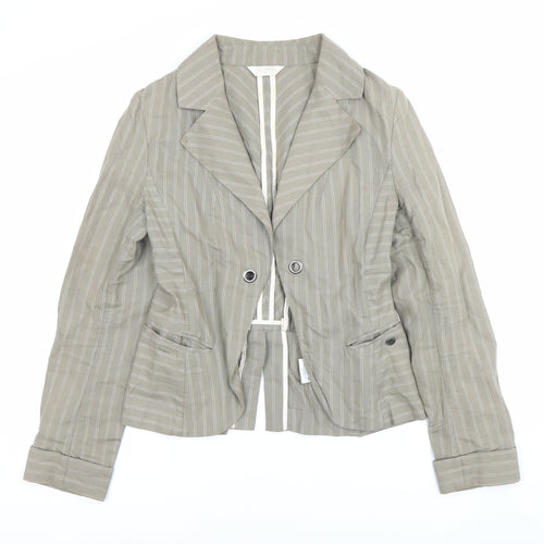 FULLCIRCLE Women’s Grey Pinstripe Cotton Linen XS Slim Fit Blazer