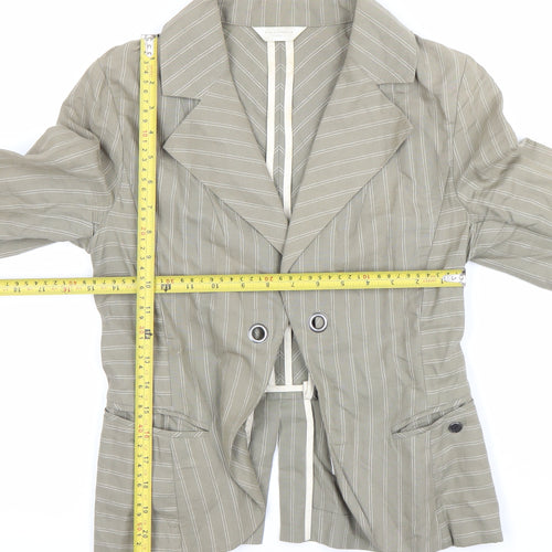 FULLCIRCLE Women’s Grey Pinstripe Cotton Linen XS Slim Fit Blazer
